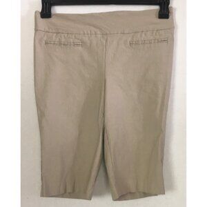 Rekucci Shorts Women Size 10 Khaki Pull On Mid Rise Faux Front Pockets